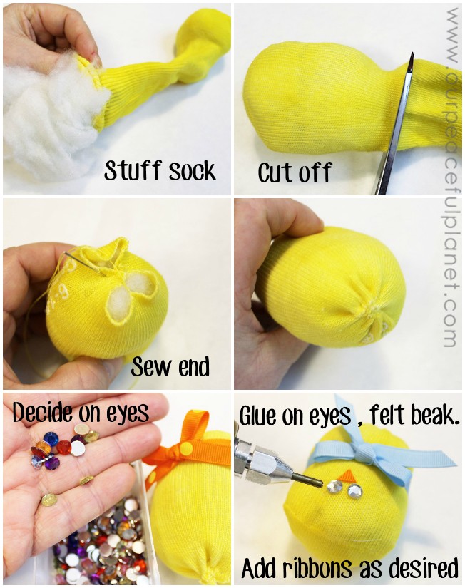 This little girl and boy chick are as cute as can be! Made from toddler socks, a little stuffing, and a couple extras, they will put a smile on anyone face, child and adult alike! You can also put a few drops of essential oil in them and make them drawer fresheners!