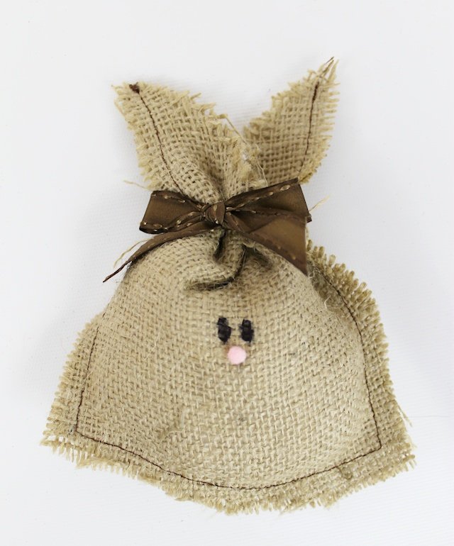 These darling burlap bunnies are not just for Easter! They would make a wonderful addition to any floral arrangement or centerpiece or with a few drops of essential oil added to the stuffing they would also make great air or drawer fresheners! They’re SO easy and inexpensive to make. Plus they would be lovely gifts!