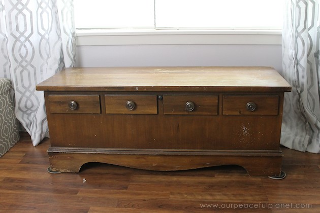 Turn a cedar chest into a window seat by making a removable DIY bench seat for it that attaches with no nails or screws. Also for pets to look out windows.