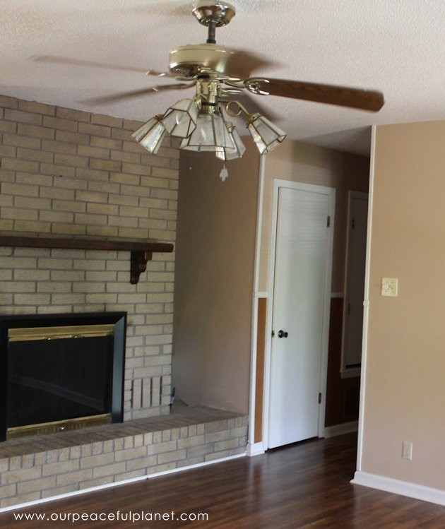 A simple chandelier makeover using a chandelier found at a thrift store. It replaced a ceiling fan in and was flush mounted. The effect was stunning!