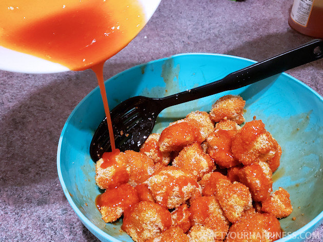 These crazy delicious vegan buffalo wings will be the hit of any party or meal! They can be served as an appetizer or as the main dish with rice, noodles and veggies of choice. They are healthy and low fat. The secret ingredient? Cauliflower!