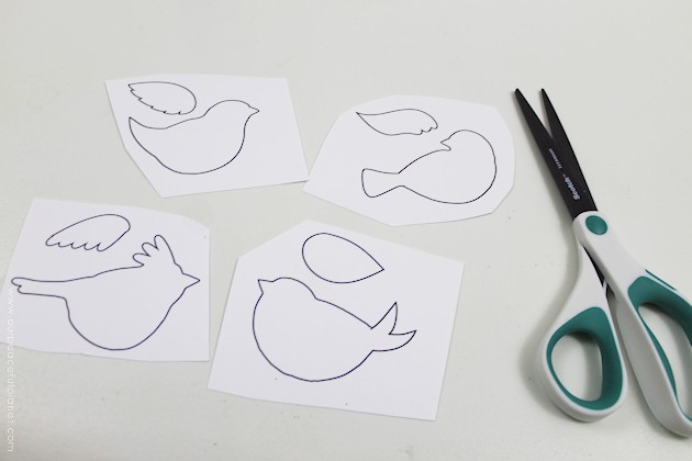 These sweet little birdies are perfect for a touch of whimsy DIY room decor and they can be placed in any room you like! Sit them on shelves, mantles, on top of books... you can even put a row on top of a door jam! Using our pattern you can make whatever colors you like. All you need is the paper of your choice and two paperclips and glue.