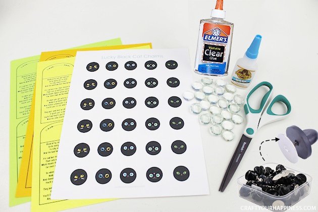 Black cats are the least adopted & most euthanized in the US. Pass out these easy to make DIY Lucky Black Cat Charms & help dispel harmful superstitions!