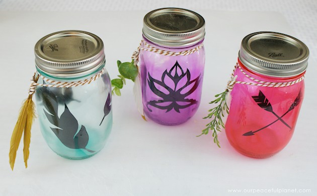 If you love Bohemian style, grab some mason jars and our free printables and make these colorful Boho lights for your home. They're perfect inside or out!