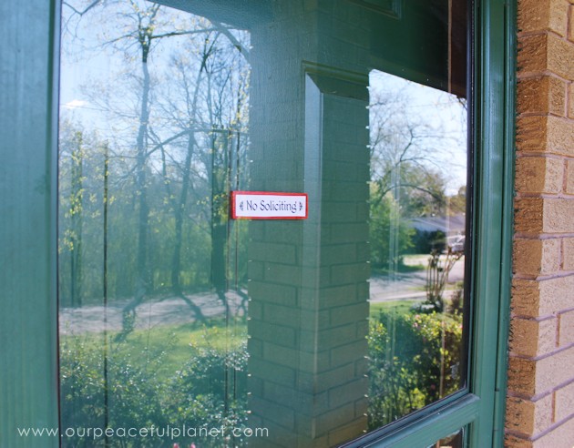 Make these small eye catching wood no soliciting signs that easily hang on windows or doors. A 1.5" wood slat and our free printables will get you started!