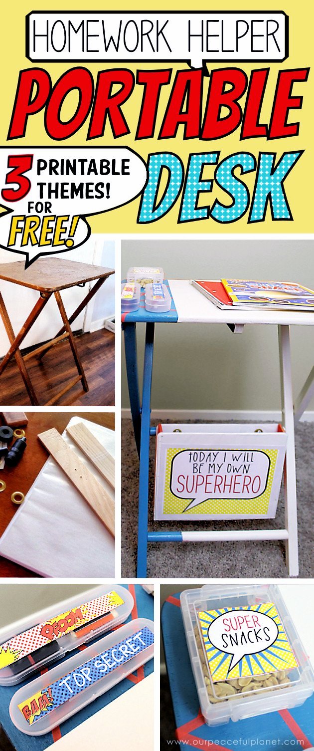 This portable desk makes the perfect homework helper & your kids will look forward to doing it! We've got three printable themes you can choose to inspire!