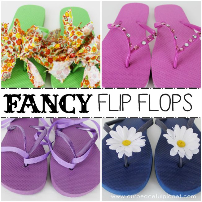 Grab some Dollar Store Flip Flops and turn them into gorgeous unique footwear in a matter of minutes! These simple DIY Flip Flop ideas will inspire you to make a pair for every outfit! 