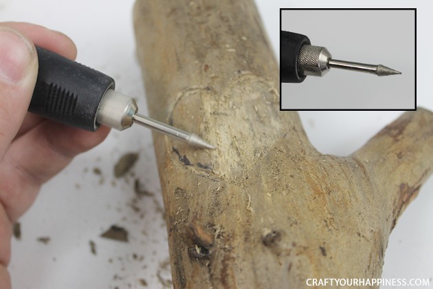 If you're looking for a unique gift idea for couples this darling carved sweetheart branch is perfect and inexpensive. You can make it with a couple of carving tools, which are cheap, and a marker. Or if you happen to own a rotary or Dremel tool and/or a wood burner, you can use those. We show both ways of making it.