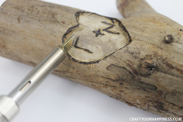 If you're looking for a unique gift idea for couples this darling carved sweetheart branch is perfect and inexpensive. You can make it with a couple of carving tools, which are cheap, and a marker. Or if you happen to own a rotary or Dremel tool and/or a wood burner, you can use those. We show both ways of making it.