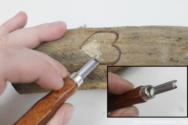 If you're looking for a unique gift idea for couples this darling carved sweetheart branch is perfect and inexpensive. You can make it with a couple of carving tools, which are cheap, and a marker. Or if you happen to own a rotary or Dremel tool and/or a wood burner, you can use those. We show both ways of making it.