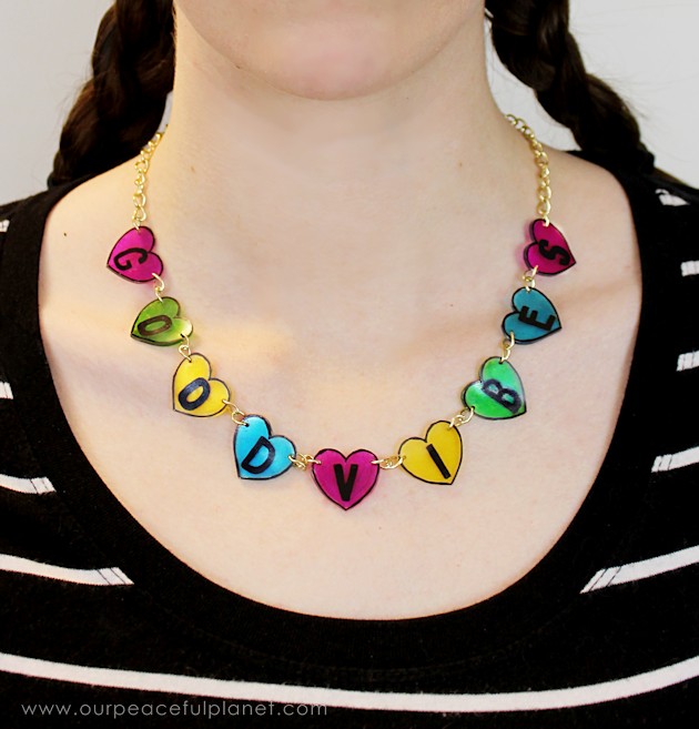 Here's a fun piece of statement jewelry you can make for very little! This chunky good vibes necklace is sure to turn heads. What a great gift too!