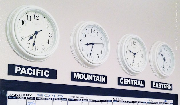 A whiteboard calendar can be a wonderful asset for a business or family scheduling. Learn how to make your own with time zone clocks above it!