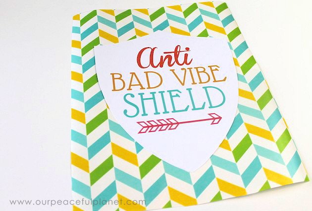Surround yourself in good energy with our anti bad vibe shield! Hang anywhere to keep the negativity away! Multiple downloads for different color schemes.