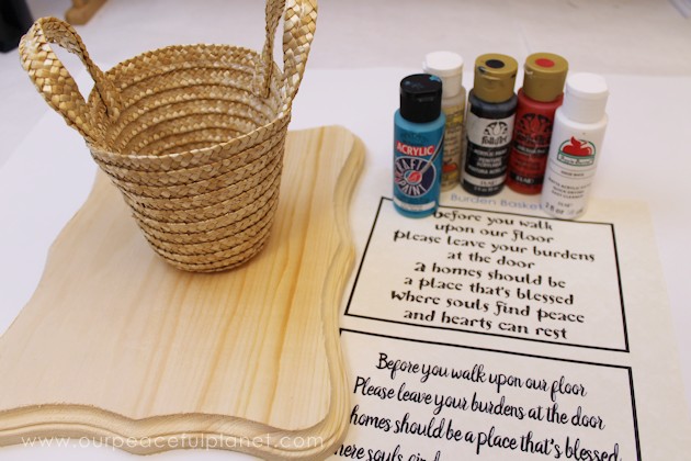 Remind family and visitors to keep negative thoughts outside your home with this beautiful poem and tribal burden basket that you hang on your front porch.