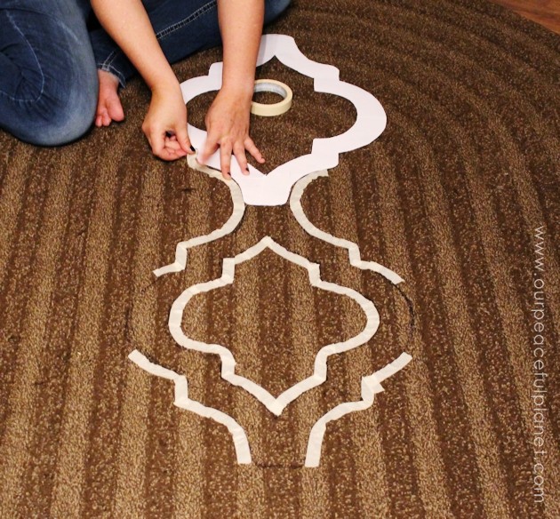 Yes, even carpets can get a makeover! Whether it’s a larger area rug or a throw rug, you can paint carpet using a stencil and regular interior latex paint.