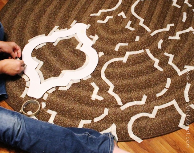 Yes, even carpets can get a makeover! Whether it’s a larger area rug or a throw rug, you can paint carpet using a stencil and regular interior latex paint.