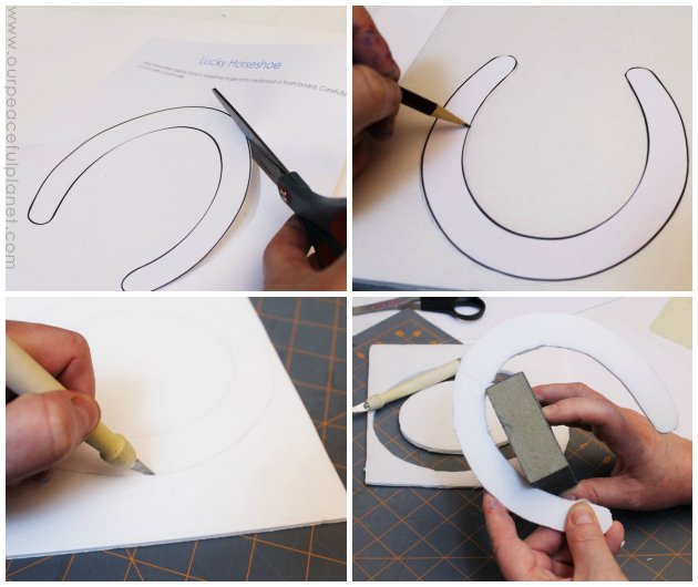 Invite good luck into your home by hanging a beautiful lucky horseshoe. Use a typical horseshoe or make one out of foam board with our pattern. It's easy!