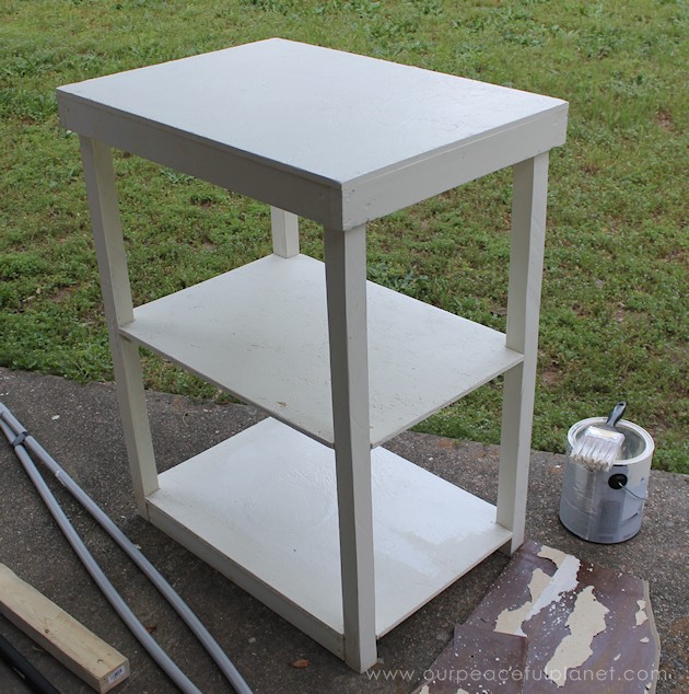 A small kitchen island can be made from things you already have or even rough lumber. Some paint and contact paper and you've got the extra space you need!