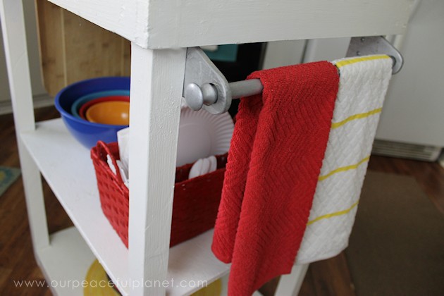A small kitchen island can be made from things you already have or even rough lumber. Some paint and contact paper and you've got the extra space you need!