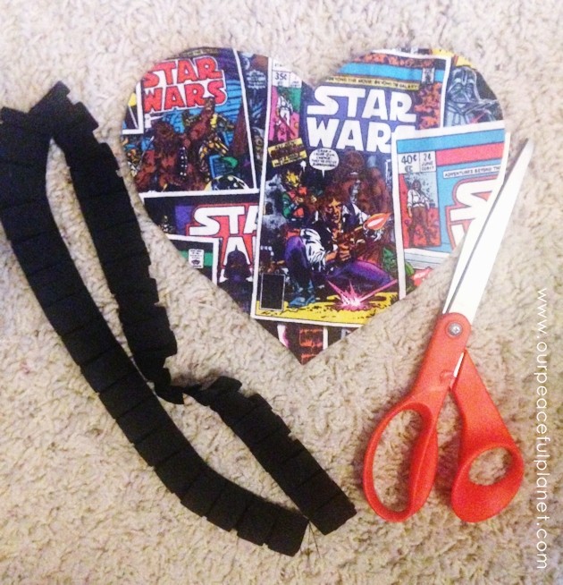 Create and wear a Star Wars T-shirt with pride! Grab a shirt, a scrap of Star Wars material and some fabric edging. You can use fabric glue or sew it on.