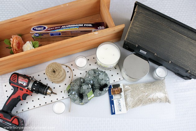 This DIY table centerpiece allows you to change decor year round for any occasion. Then lift out the pegboard insert to find candles for ambient lighting!