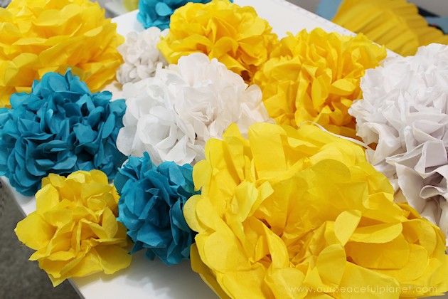 For simple & unique window treatment ideas you'll love our tissue paper flower window toppers. The gorgeous flowers cost pennies & take minutes to make.