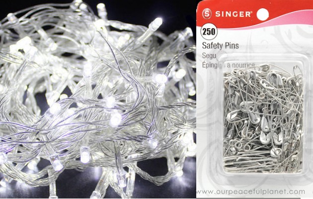 You can never have too many twinkle lights! Learn how to transform a plain room divider into something magical with some twinkle lights and safety pins!