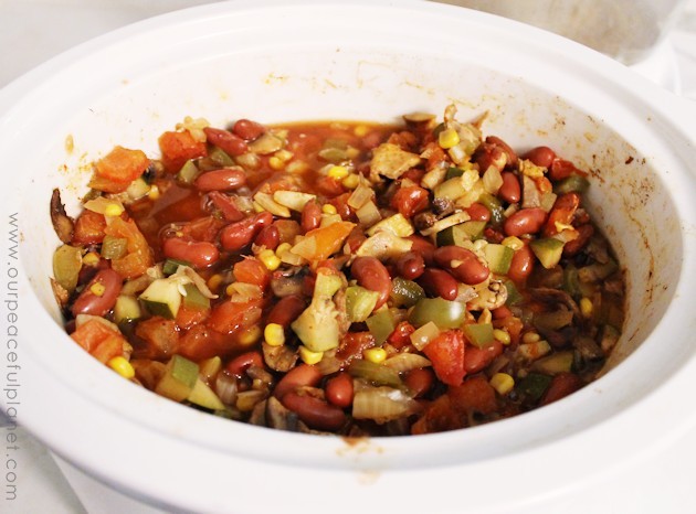 If you're looking for vegan crock pot recipes this one is as good leftover as it is right out of the pot. Fresh veggies, lost of mushrooms and kidney beans!