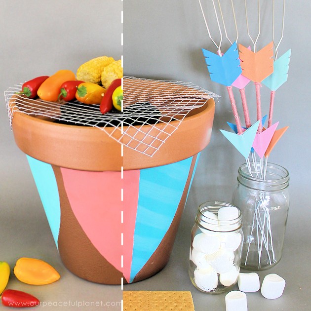 Make your summer sensational with this stunning DIY portable grill and skewer set! An inexpensive whimsical addition to your backyard barbecue.