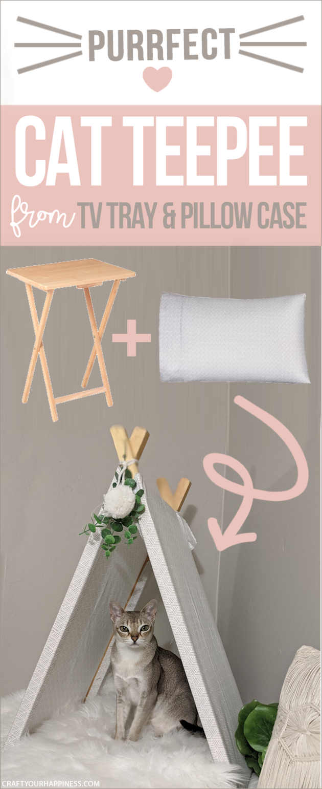 If you're a cat person (or looking for an awesome gift for someone who is) we'll show you how easy it is to make a DIY cat teepee from an old TV tray!