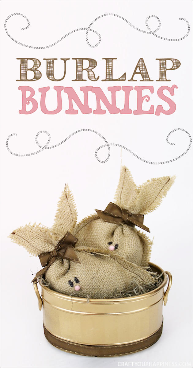 These darling burlap bunnies are not just for Easter! They would make a wonderful addition to any floral arrangement or centerpiece or with a few drops of essential oil added to the stuffing they would also make great air or drawer fresheners! They’re SO easy and inexpensive to make. Plus they would be lovely gifts!