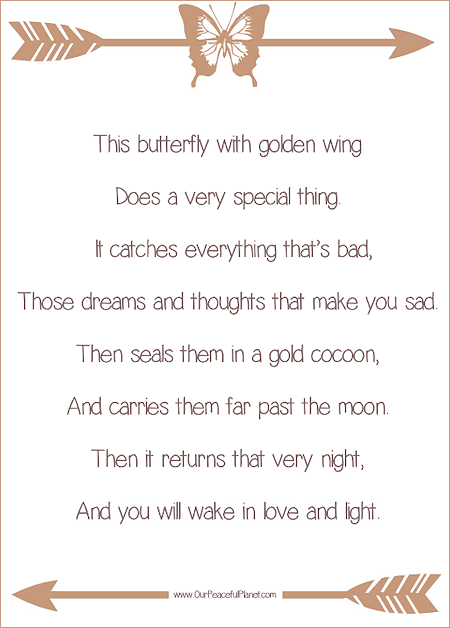 Make this beautiful butterfly dream catcher with a frame and some paper. Attach the very special poem and it makes a meaningful gift for adults or children!