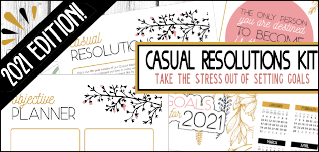 Casual Resolutions Goal Setting Kit 2021 : New Year’s Resolutions with a Twist