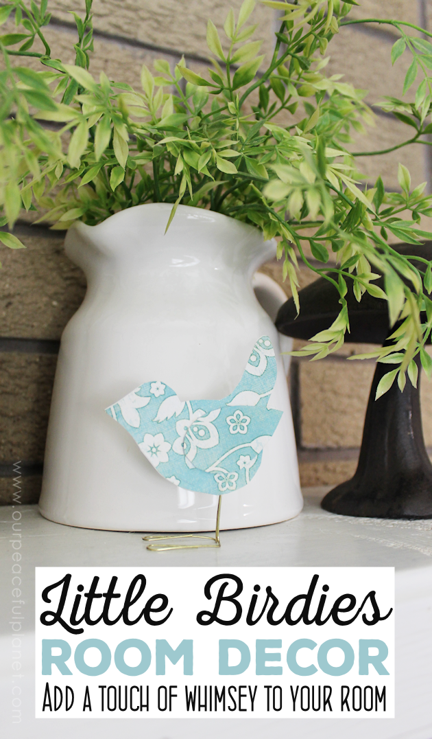 These sweet little birdies are perfect for a touch of whimsy DIY room decor and they can be placed in any room you like! Sit them on shelves, mantles, on top of books... you can even put a row on top of a door jam! Using our pattern you can make whatever colors you like. All you need is the paper of your choice and two paperclips and glue.