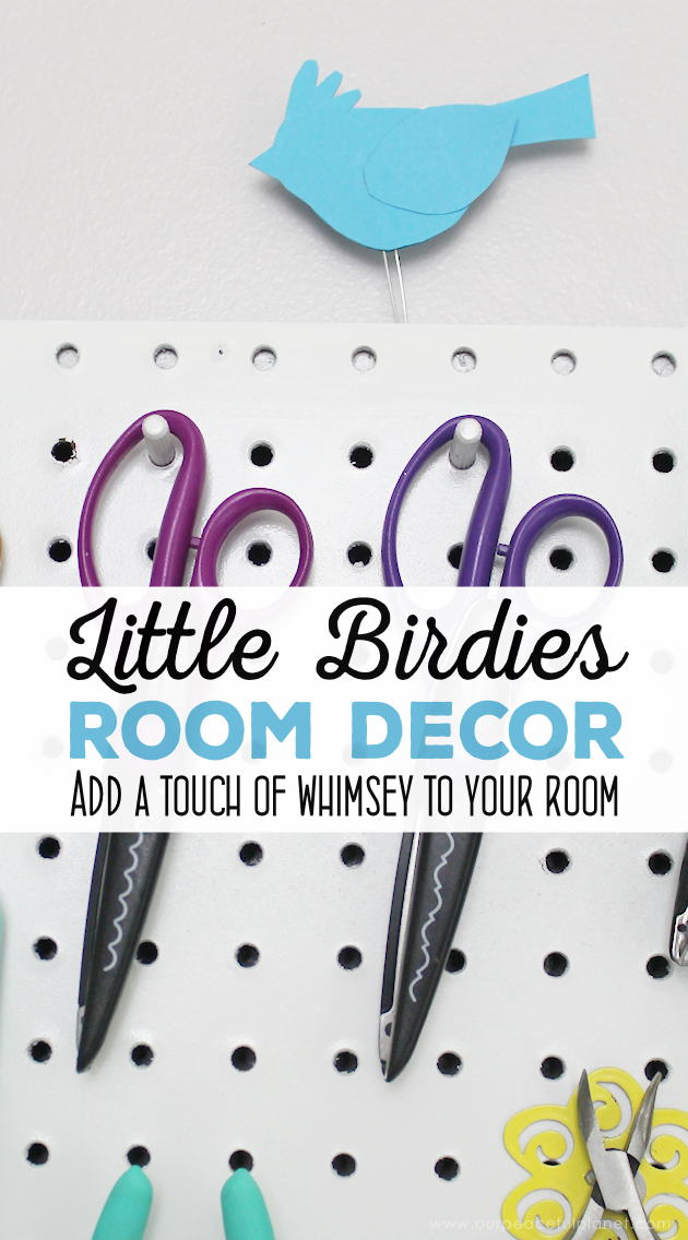 These sweet little birdies are perfect for a touch of whimsy DIY room decor and they can be placed in any room you like! Sit them on shelves, mantles, on top of books... you can even put a row on top of a door jam! Using our pattern you can make whatever colors you like. All you need is the paper of your choice and two paperclips and glue.