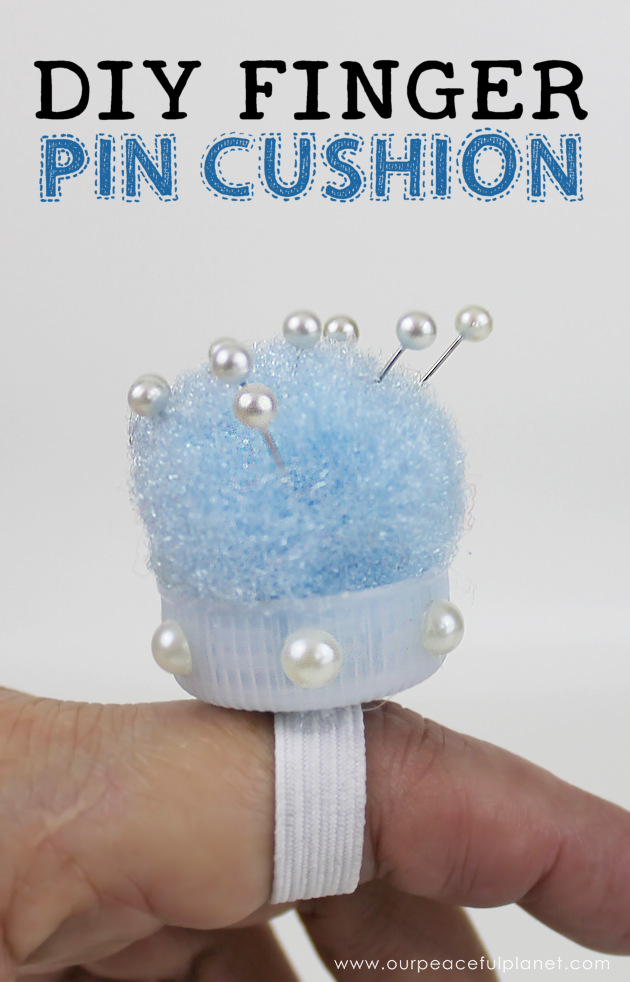 This tiny 10 minute pin cushion is a huge help for anyone who sews. Made using a lid from a plastic bottles you can make it any color or style you want!