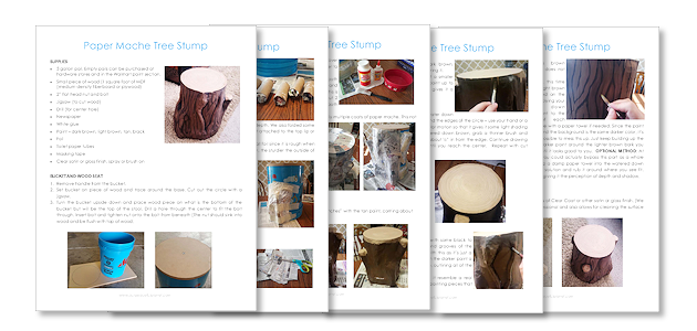 Add some whimsy to your home with this DIY tree stump stool. All you need is a 5 gallon bucket, wood circle, TP tubes, paper mache, foil and paint!