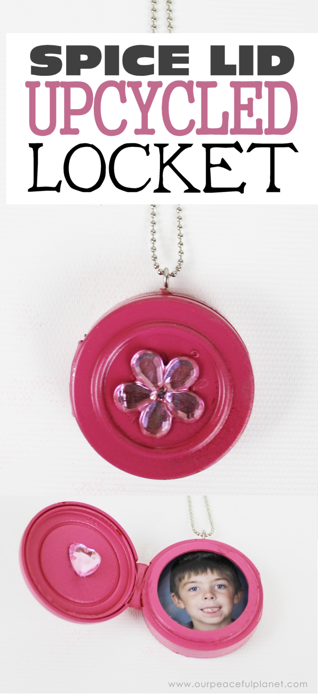 This cute upcycled locket necklace will put a grin on anyone's face and makes a wonderful gift for moms, grandmas or anyone who loves quirky jewelry.