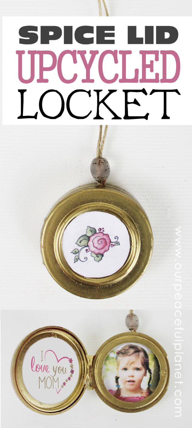 This cute upcycled locket necklace will put a grin on anyone's face and makes a wonderful gift for moms, grandmas or anyone who loves quirky jewelry.