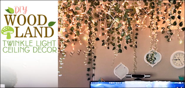 DIY Woodland Twinkle Light Ceiling Decor