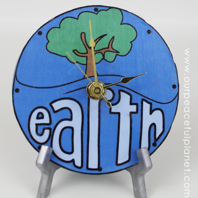 Make this awesome world clock for Earth Day or any day! It's made form a CD or DVD and we have free printable original artwork you can download.
