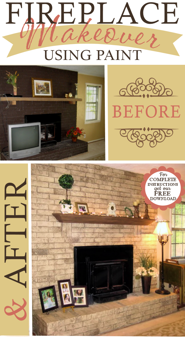 You won't believe how easy & inexpensive it is to do a dramatic fireplace makeover! All you need is some normal paint and a wadded up paper bag. No kidding!