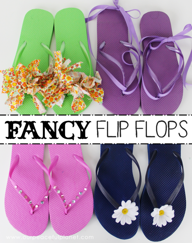 Grab some Dollar Store Flip Flops and turn them into gorgeous unique footwear in a matter of minutes! These simple DIY Flip Flop ideas will inspire you to make a pair for every outfit! 