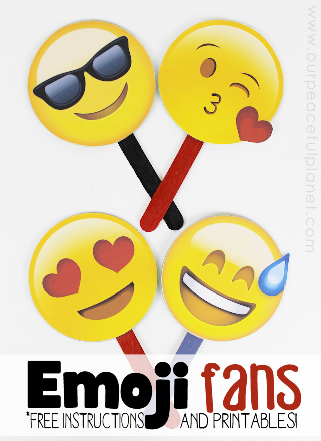 Download and print free emoji fan graphics and create these awesome fans from CDs and tongue depressors! A great way to keep cool for kids and adults alike!