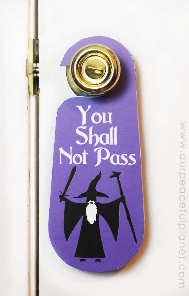 Free printable pattern to make this double sided Gandalf You Shall Not Pass door hanger with Speak Friend and Enter on the back. Made from foam board!