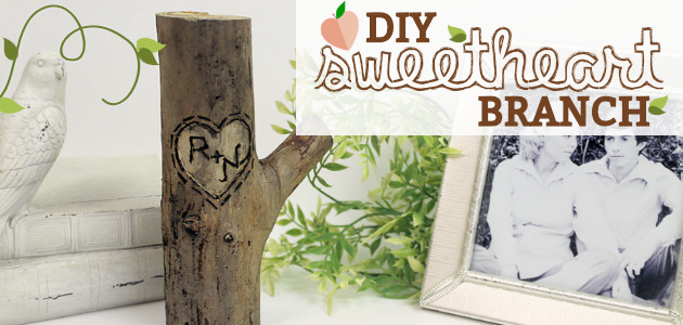If you're looking for a unique gift idea for couples this darling carved sweetheart branch is perfect and inexpensive. You can make it with a couple of carving tools, which are cheap, and a marker. Or if you happen to own a rotary or Dremel tool and/or a wood burner, you can use those. We show both ways of making it.
