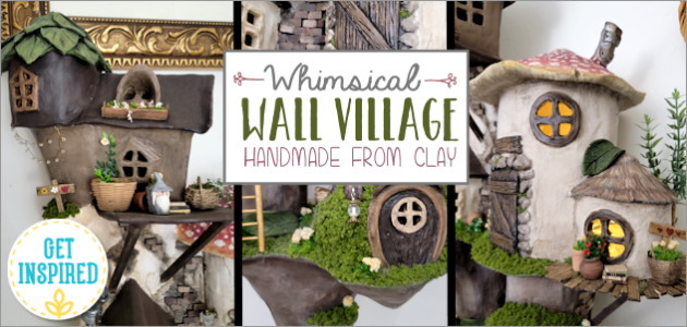 Handmade Hanging Wall Village Sculpture from Clay!