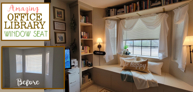 If you're looking for some inspiration for your home you will LOVE our home office library makeover with a window seat. It's beyond magical!