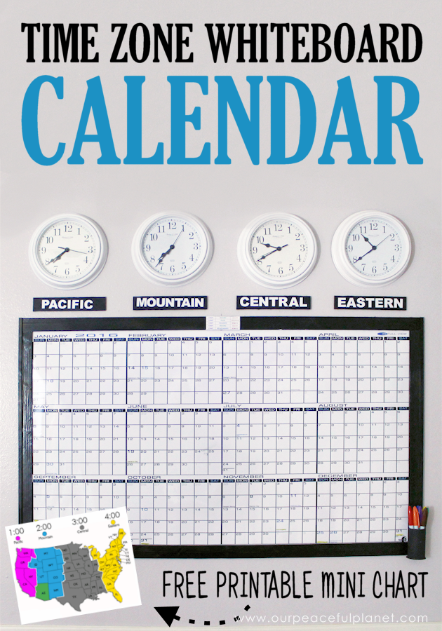 A whiteboard calendar can be a wonderful asset for a business or family scheduling. Learn how to make your own with time zone clocks above it!