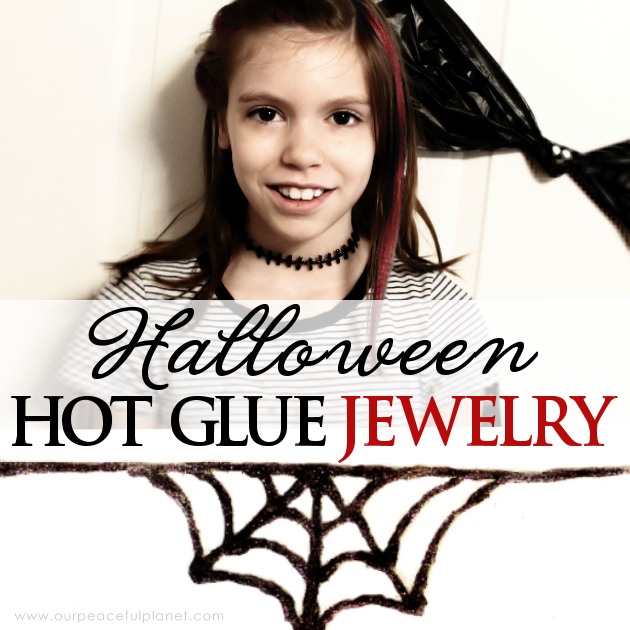 Makes this fun and creepy Gothic jewelry using hot glue! Grab our free printable patterns or come up with your own. Great for kids, adults and Halloween!